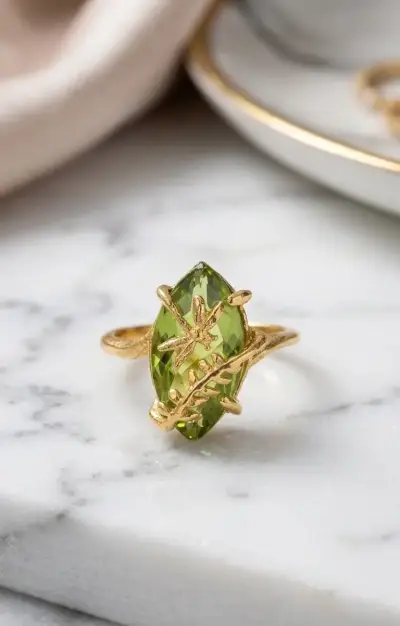 Anillo de Cóctel "Libélula del Bosque" con Cristal - miniatura 1