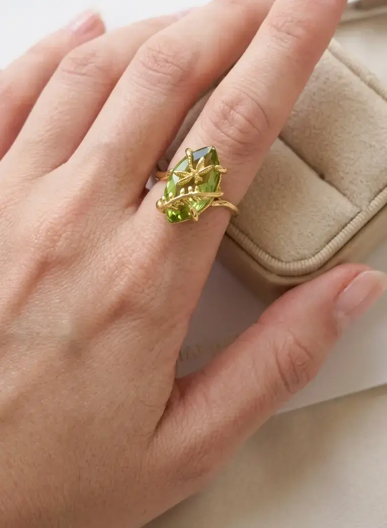 Anillo de Cóctel "Libélula del Bosque" con Cristal - 2