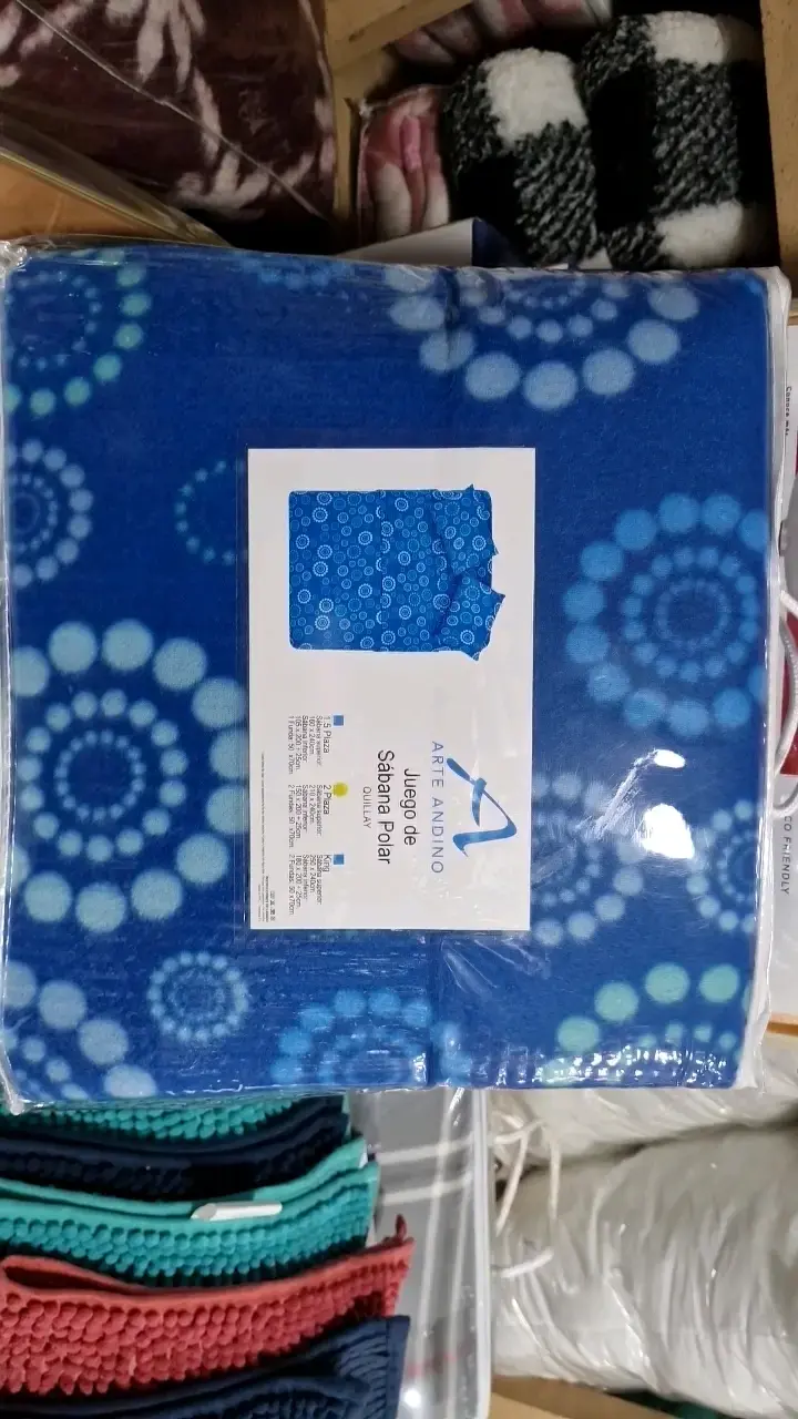 Juego de sábanas polar azul Arte Andino - 1