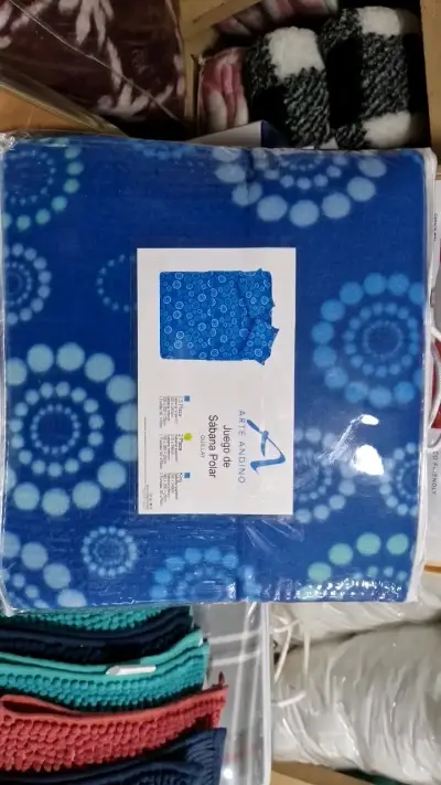 Juego de sábanas polar azul Arte Andino - miniatura 1