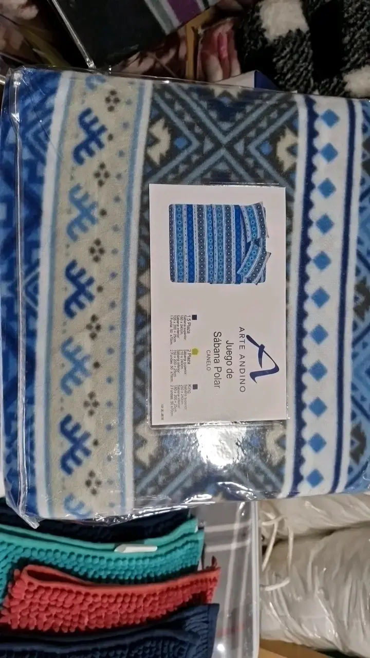 Juego de sábanas polar azul Arte Andino - 3