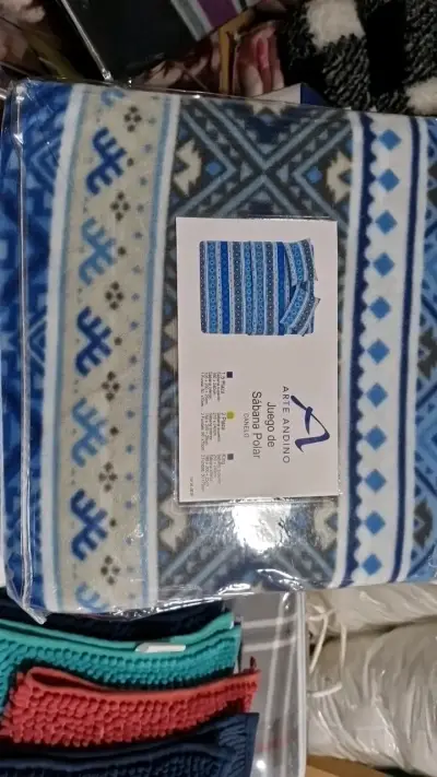 Juego de sábanas polar azul Arte Andino - miniatura 3