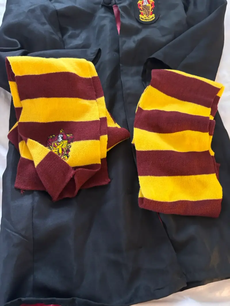 Disfraz de Gryffindor con bufanda a rayas