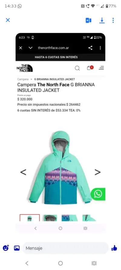 Chaqueta impermeable The North Face amarilla y azul - miniatura 4