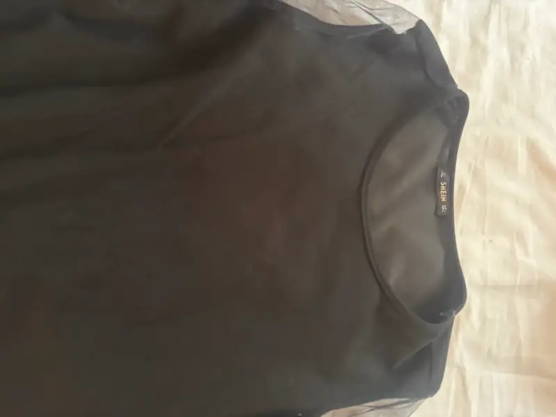 Vestido negro manga larg Shein con transparencias - 1