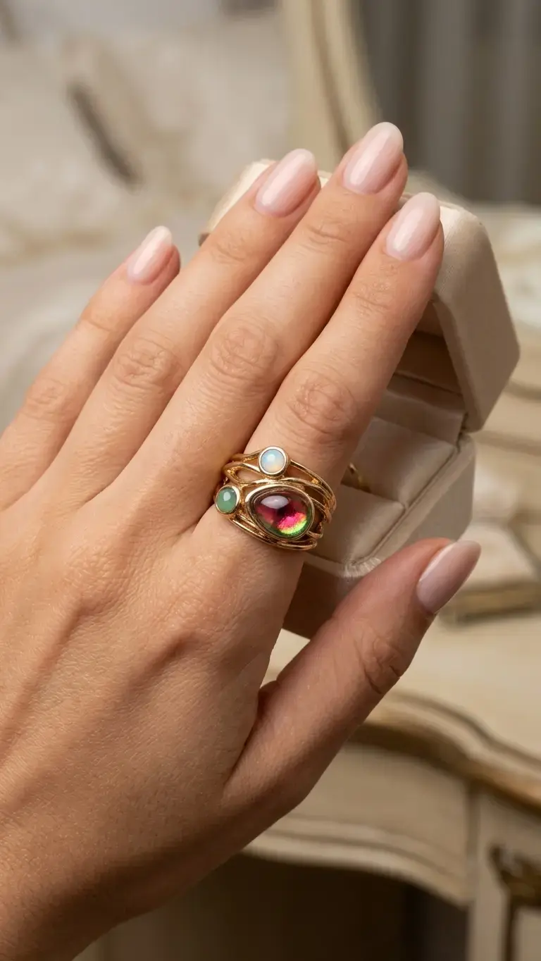 Anillo Multi-Banda Entrelazado con Piedras - 2