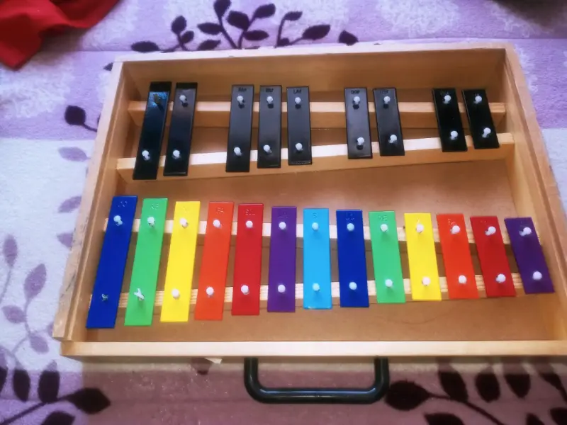 Xilófono infantil de colores con caja de madera