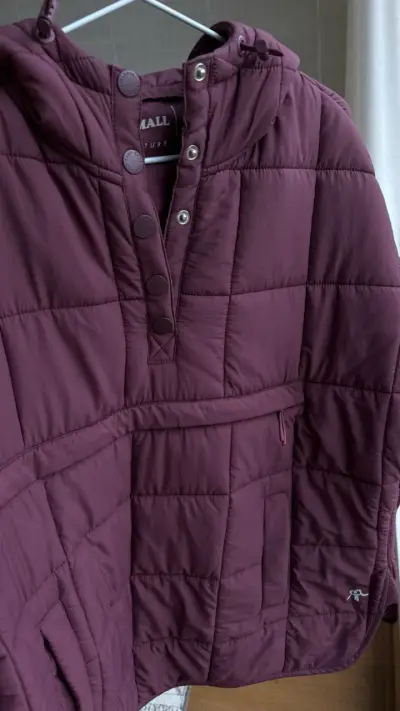 Chaqueta acolchada burdeos con capucha - miniatura 1
