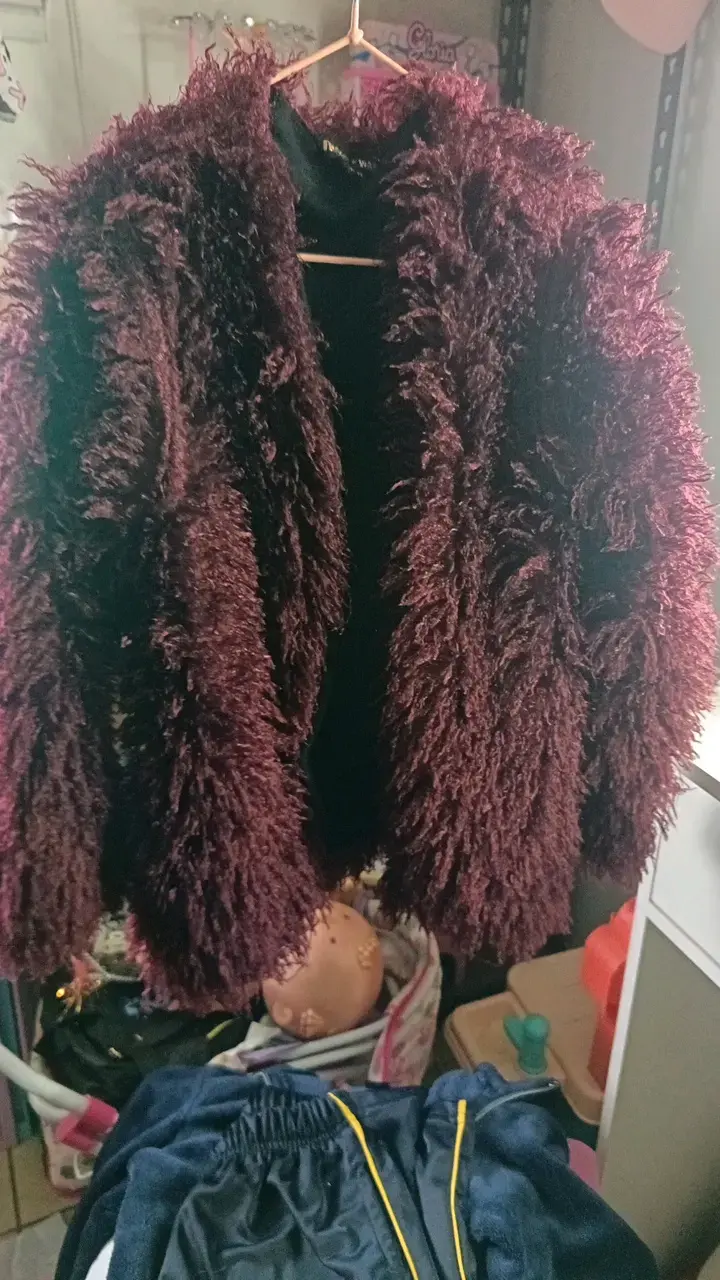 Chaqueta de peluche burdeos para niña talla 10 - 1