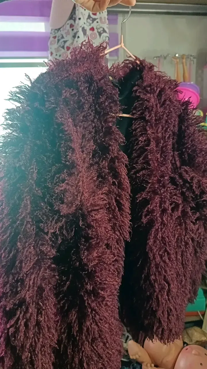 Chaqueta de peluche burdeos para niña talla 10 - 2