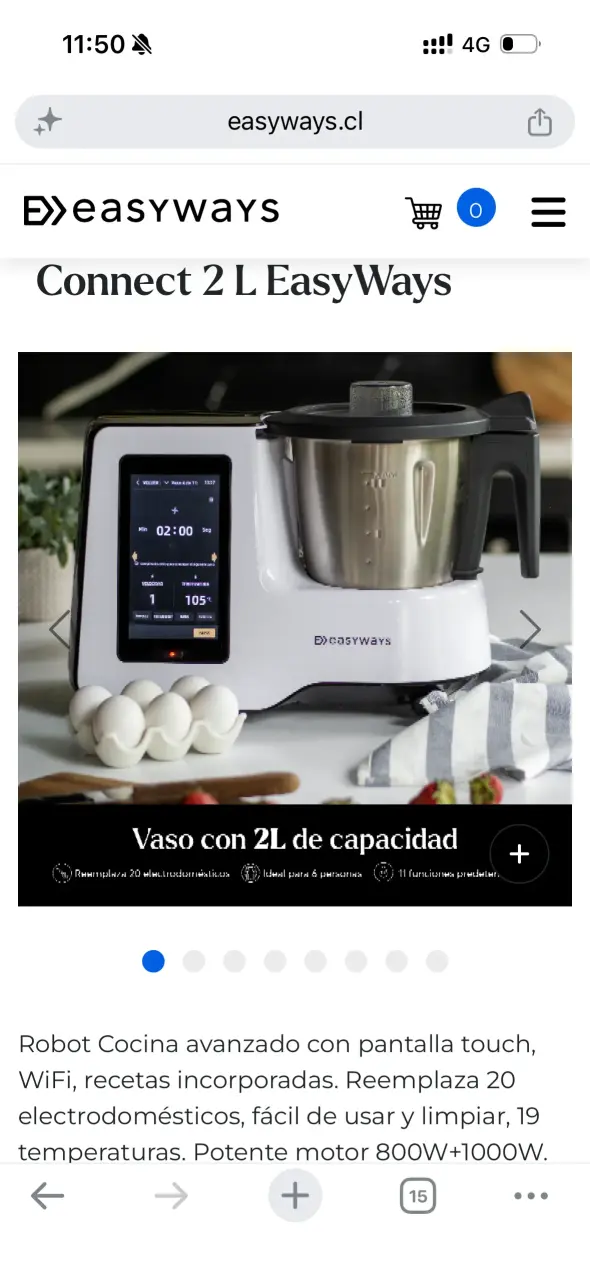 Robot de Cocina EasyWays 2L con Pantalla Touch
