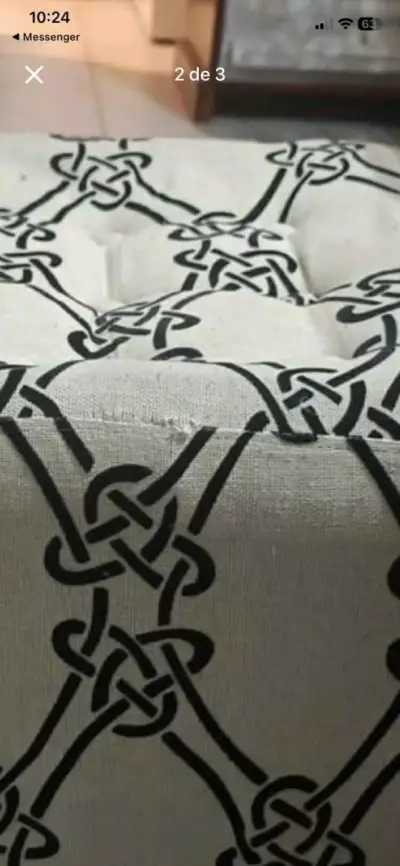 Puff cuadrado con diseño de nudos decorativos - miniatura 4
