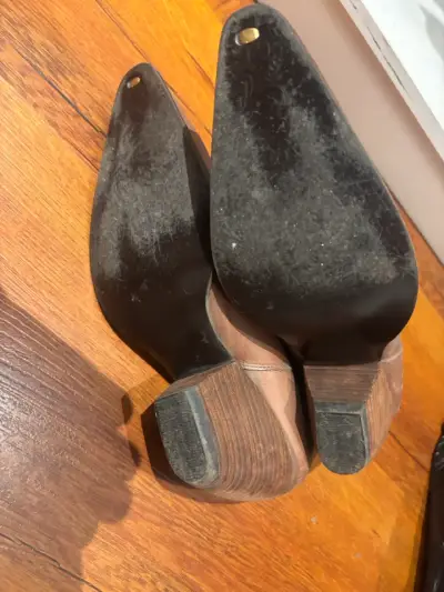 Botines de cuero marrón para mujer - miniatura 3