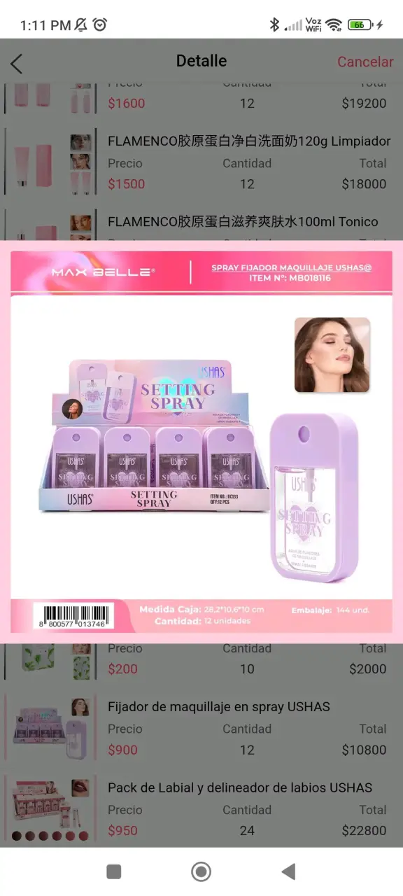 Spray fijador de maquillaje USHAS