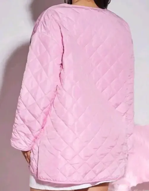 Chaqueta acolchada rosa con lazos - 4