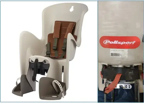 Silla de bicicleta para niños Polisport con arnés