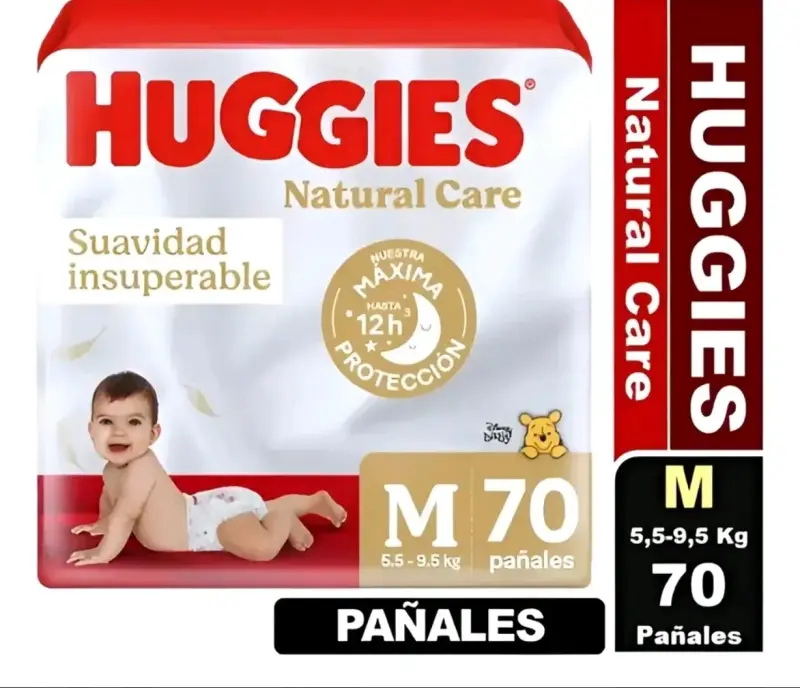 Pañales Huggies Natural Care M 70 unidades