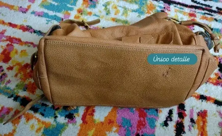 Bolso de cuero marrón con hebillas - 6