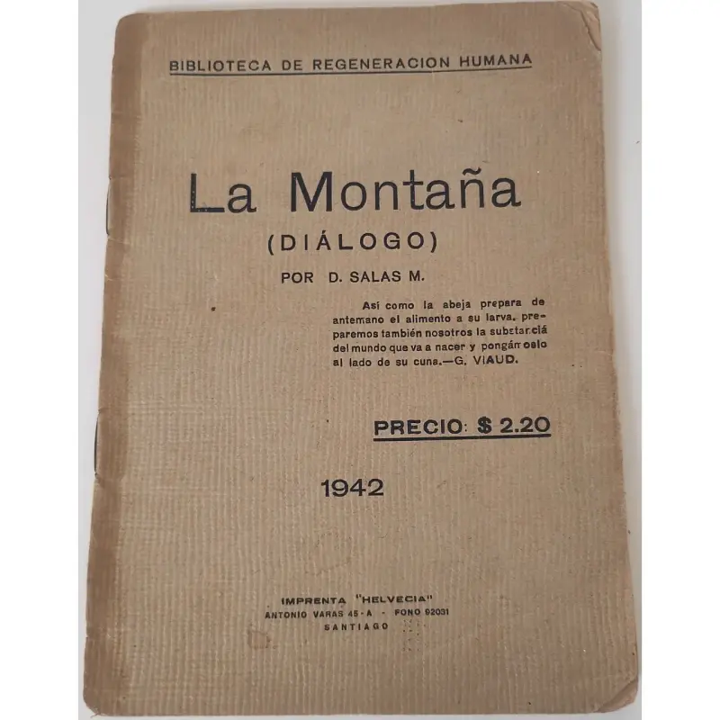 Libro raro chileno 'La Montaña' de D. Salas M. - 1