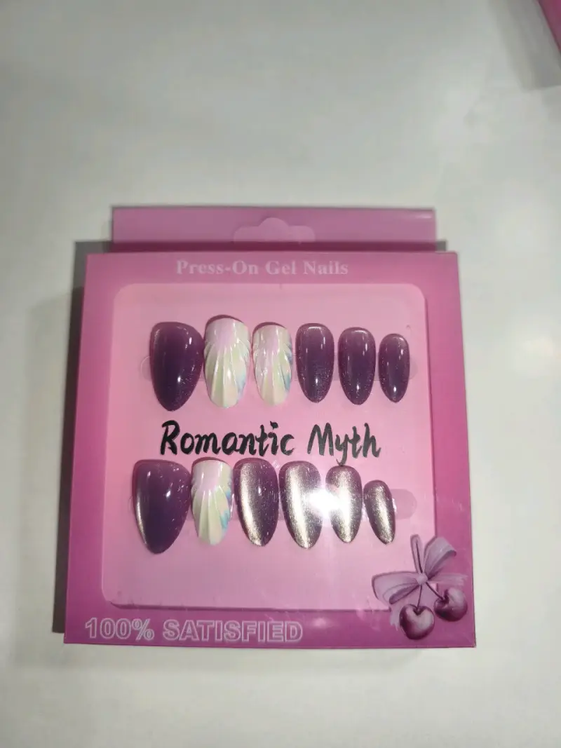 Uñas postizas gel verde y rosa Romantic Myth - 6