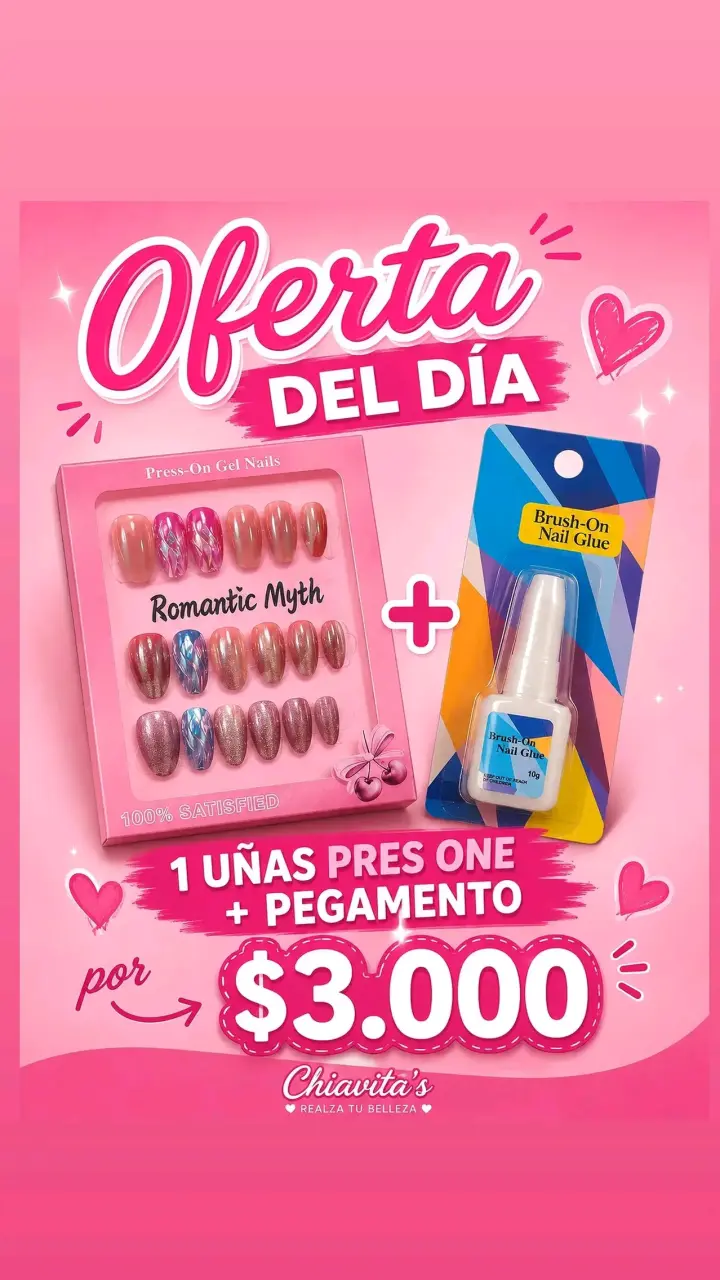 Uñas postizas con pegamento Romantic Myth