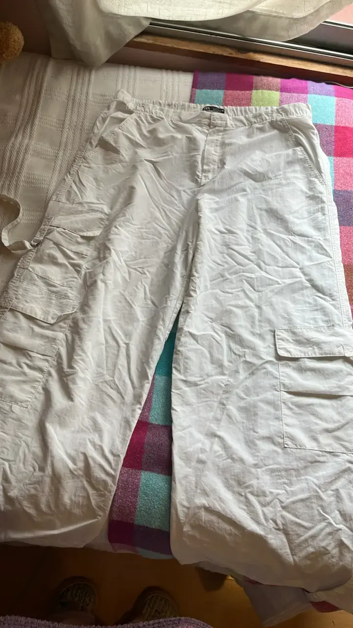 Pantalones cargo blancos para mujer talla XL - 1