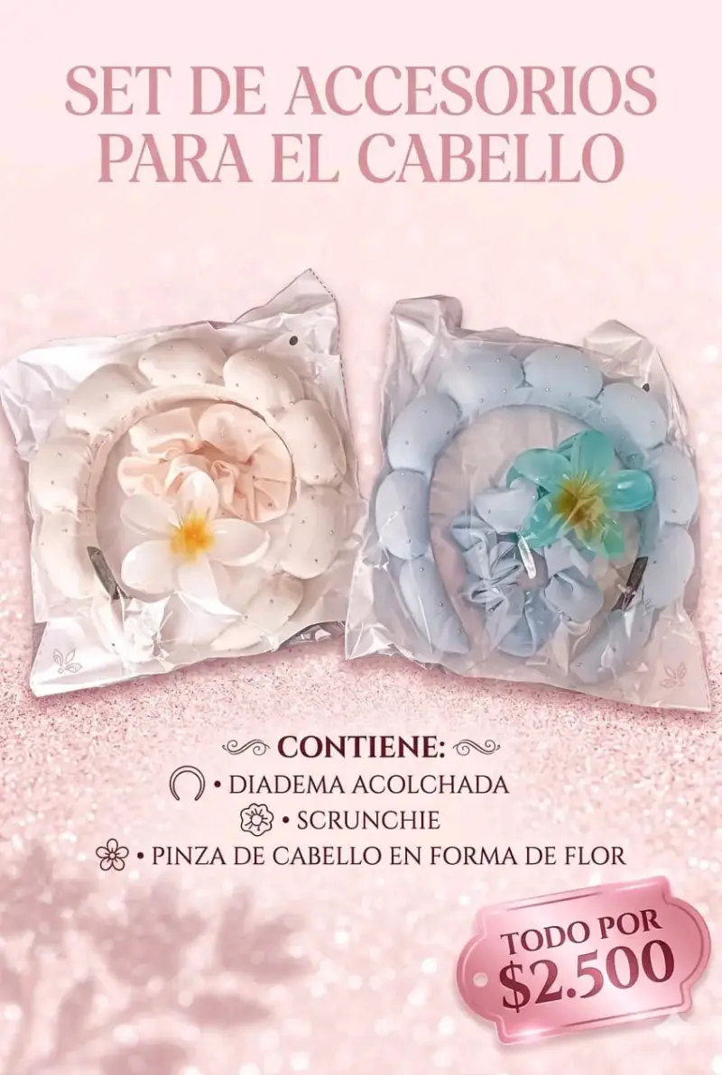 Set de accesorios para el cabello: diadema y scr