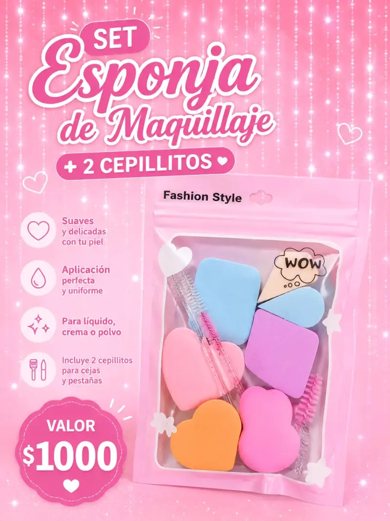 Set de esponjas de maquillaje con cepillos