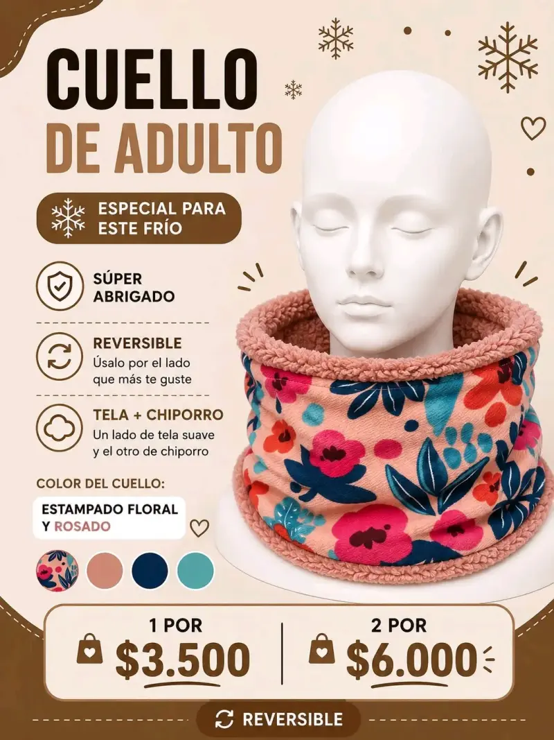 Cuello de adulto reversible estampado leopardo - 2