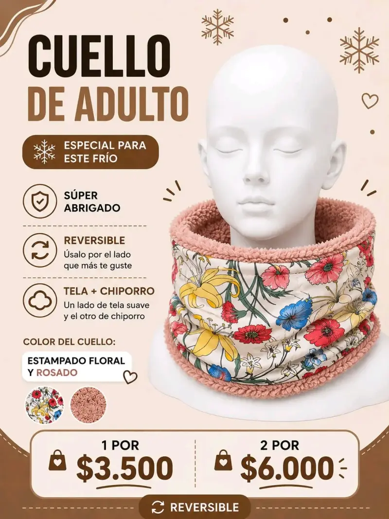 Cuello de adulto reversible estampado leopardo - 3