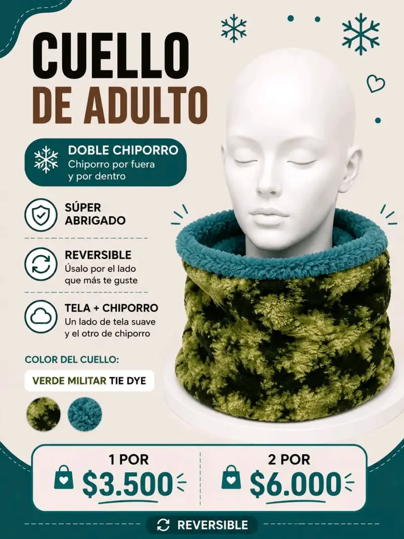 Cuello de adulto reversible estampado leopardo - 4