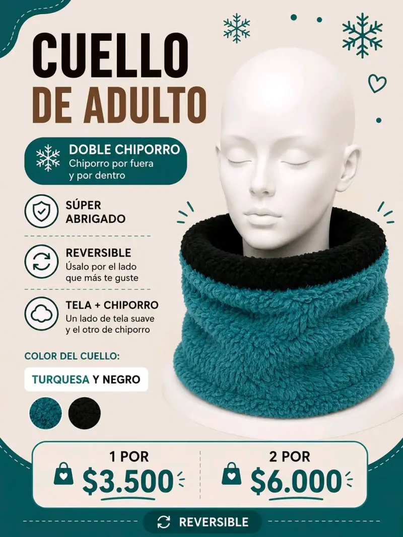 Cuello de adulto reversible estampado leopardo - 5