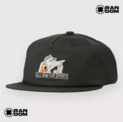 Gorra negra con diseño bordado 'Call Now For Sports' - miniatura 1