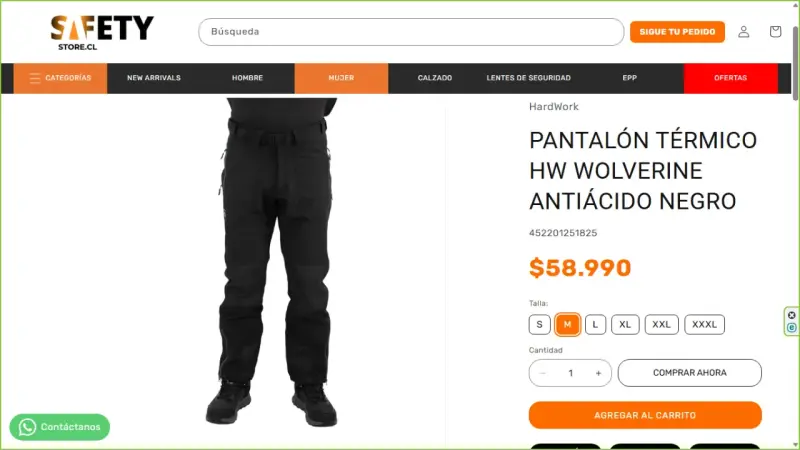 Pantalón térmico antiácido negro HW Wolverine - 1