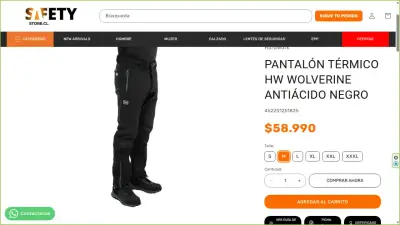Pantalón térmico antiácido negro HW Wolverine - miniatura 2