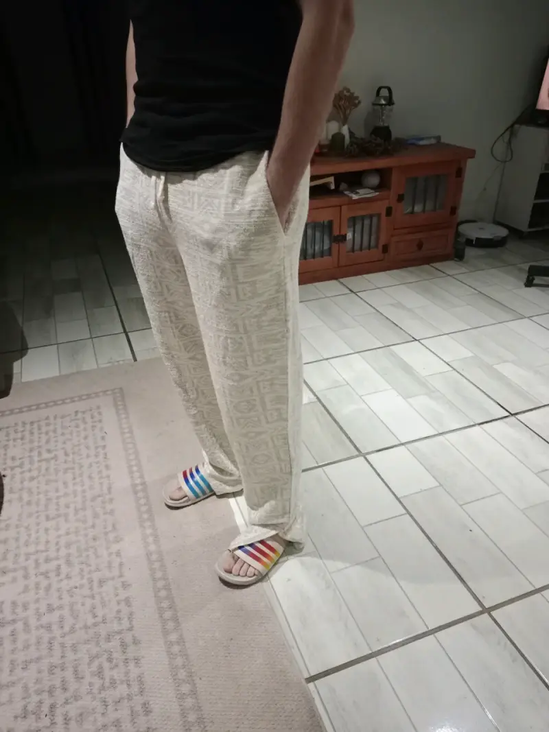 Pantalones de lino beige para hombre T:M/L