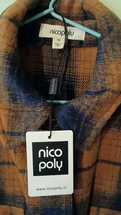 Abrigo largo a cuadros naranja y azul - miniatura 5