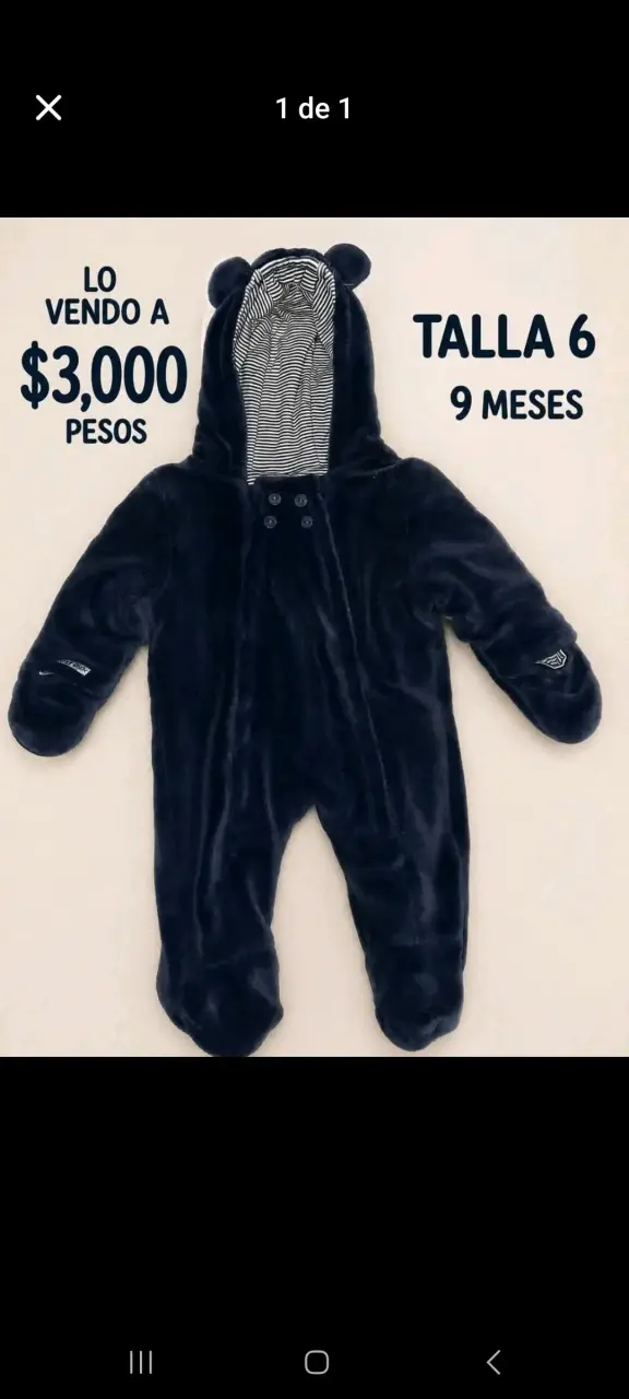 Enterito de bebé polar azul talla 6