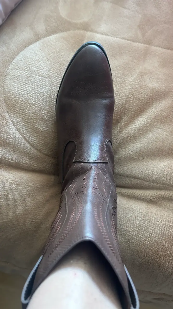 Botas vaqueras de cuero marrón para mujer - 1