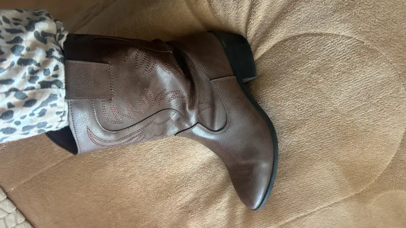 Botas vaqueras de cuero marrón para mujer - 2