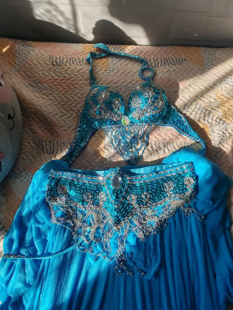 Conjunto bellydance calipso con lentejuelas