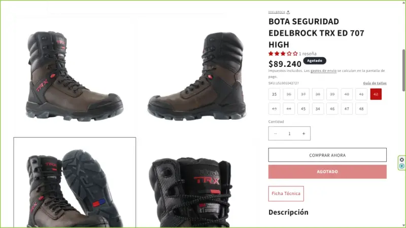 Bota de seguridad Edelbrock TRX ED 707 High - 2