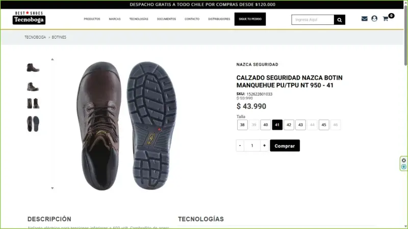 Botín de seguridad Nazca Manquehue PU/TPU NT 950 talla 41 - 2