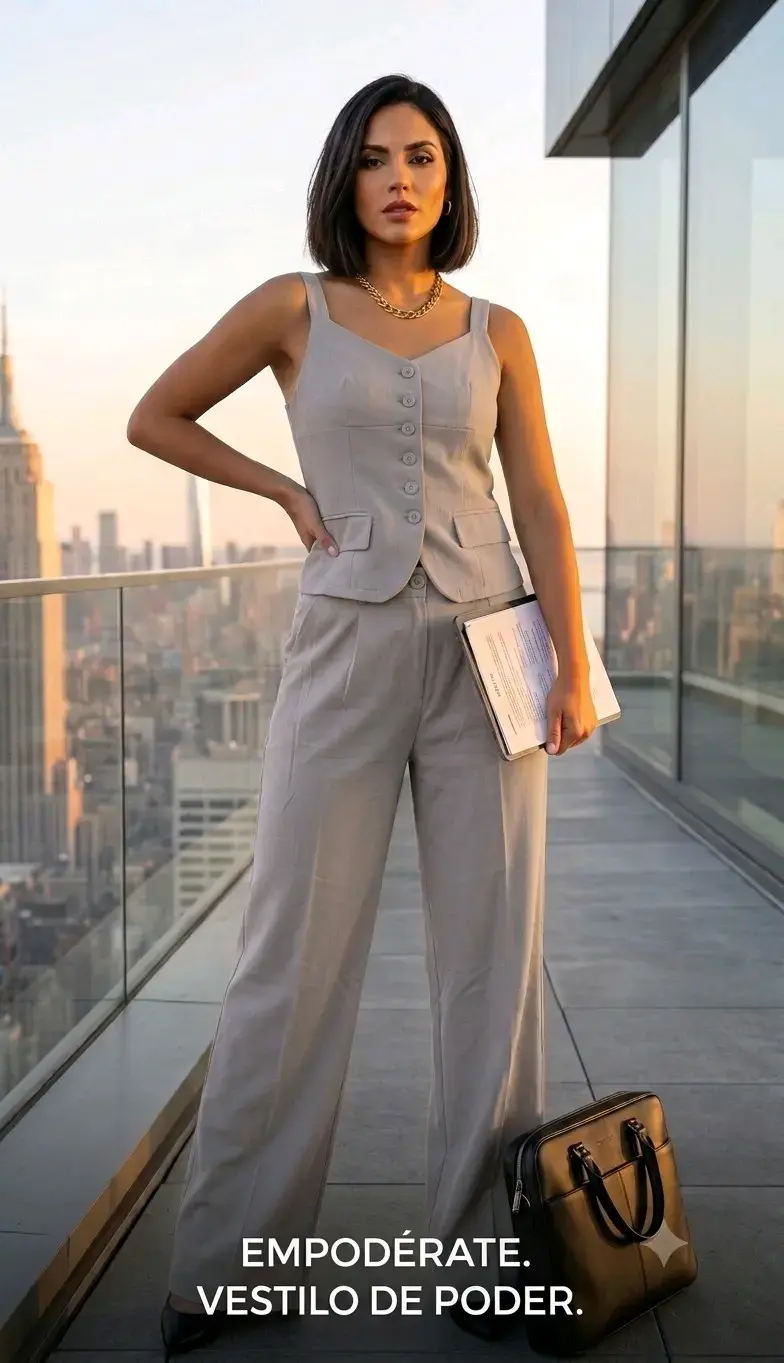 Conjunto de pantalón y chaleco elegante para mujer