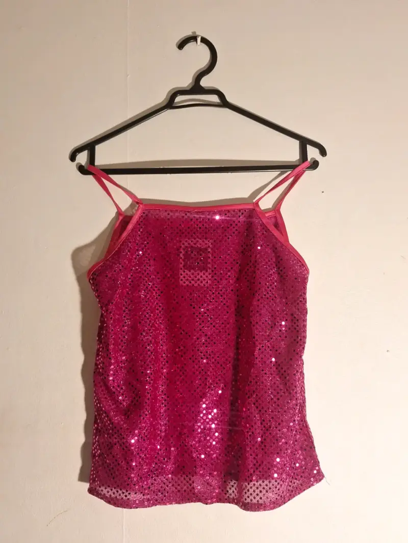 Polera Nicopoly de lentejuelas rosado brillante - 1