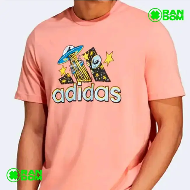 Polera Adidas rosa con diseño de ovni - 1