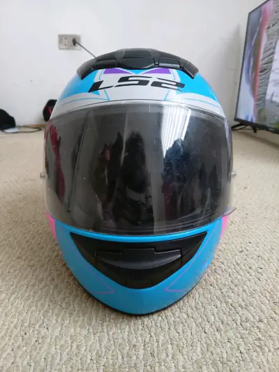 Casco de moto LS2 azul con visera - miniatura 1