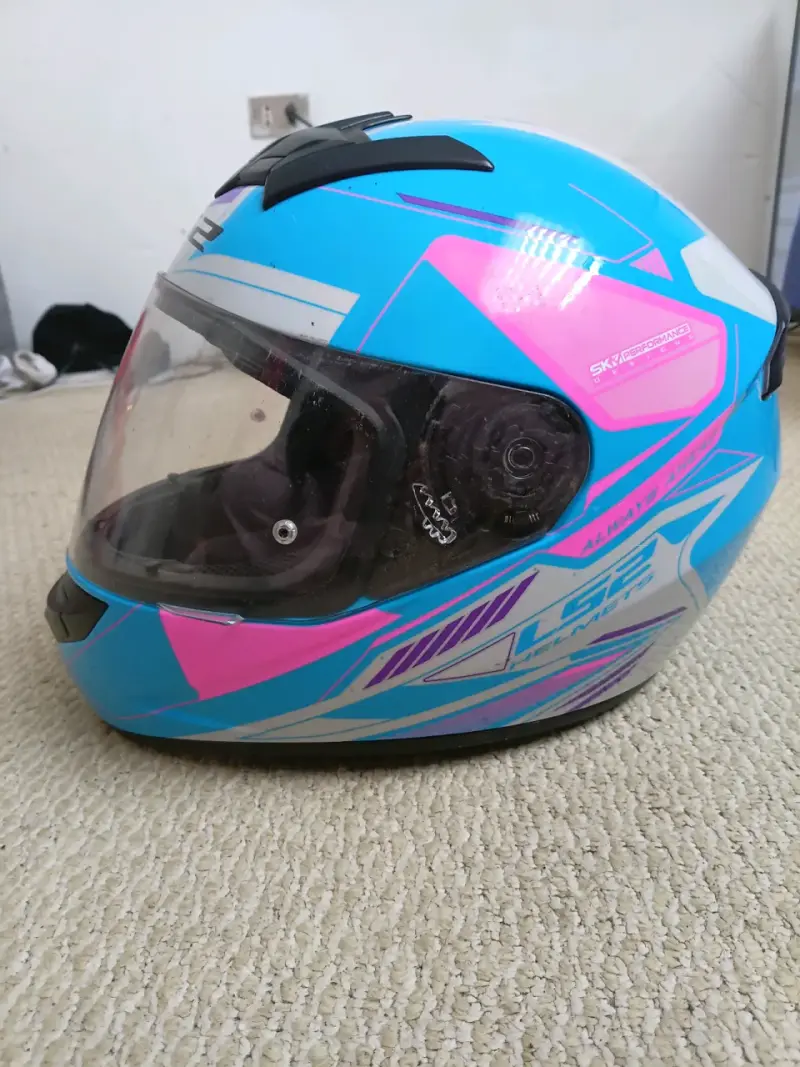 Casco de moto LS2 azul con visera - 2