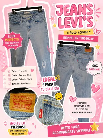 Jeans Levi's celeste claro recto slim talla M - miniatura 1