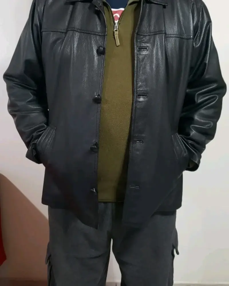 Chaqueta de cuero negra para hombre - 2